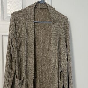 Amazon Ribbed Knit Cardigan in Gray